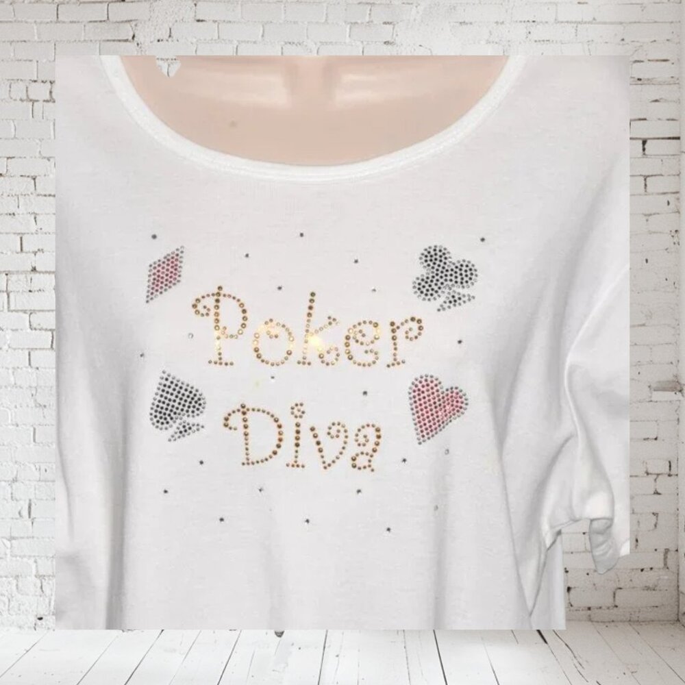 Cactus Bay by Lynee Cotton Tee SS Embellished Plus Size "Poker Diva"